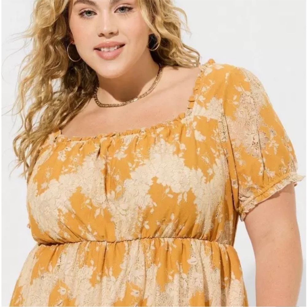 Torrid Mini Two Tone Lace Tiered Babydoll Dress Size 1 - Picture 3 of 9